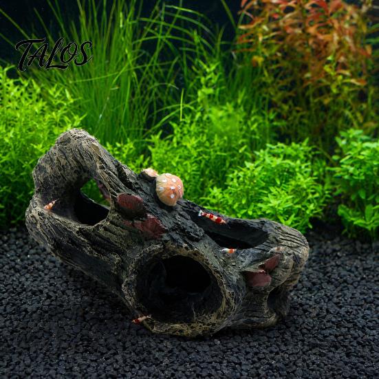 Aquarium Decoration Decaying Trunk Hideout, Betta Fish Shelter with Multiple Holes And Shrimp Habitat Caves, Resin Decorative Log Hide Cave