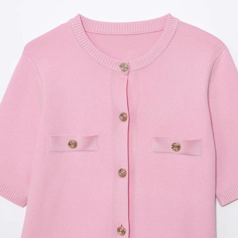 Araltay New Arrival Women's Clothing Fashion Style Fashion All-Match Casual Round Neck Short Sleeves Simple Knitting Coat Top