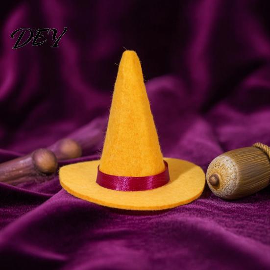 Halloween Witch Hat Decorations 2 Pcs Mini Felt Hats, Cute Tiny Wizard Wine Multi Color Hats Bottle Topper for Party Favors, DIY Crafts, Home