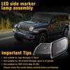 LitMiRaCle LED Seitenmarkierungsleuchte mit Rauchglas für Jeep Wrangler JL & Gladiator JT