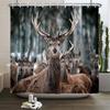 Deer Bathroom Shower Curtain Elk Highland Cow Peacock Forest Mountain Animal Polyester Hanging Curtains Home Bathroom Decor Set