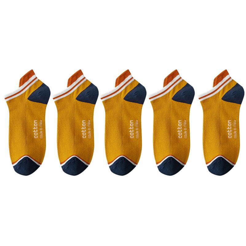 

5 пар/партия короткие носки из хлопка высокого качества мужские дышащие повседневные низкие носки в полоску на высоком каблуке износостойкие большие размеры EU 39-46 EUR39-43(US7-9)