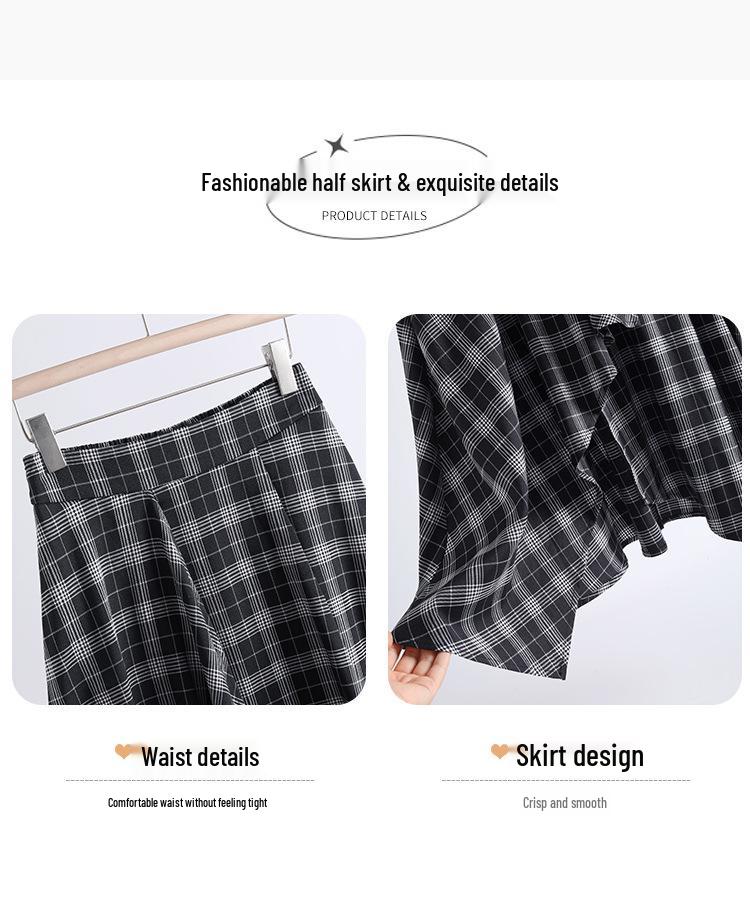 Autumn 2025 High-Waisted Irregular Black & White Plaid Skirt for Women
