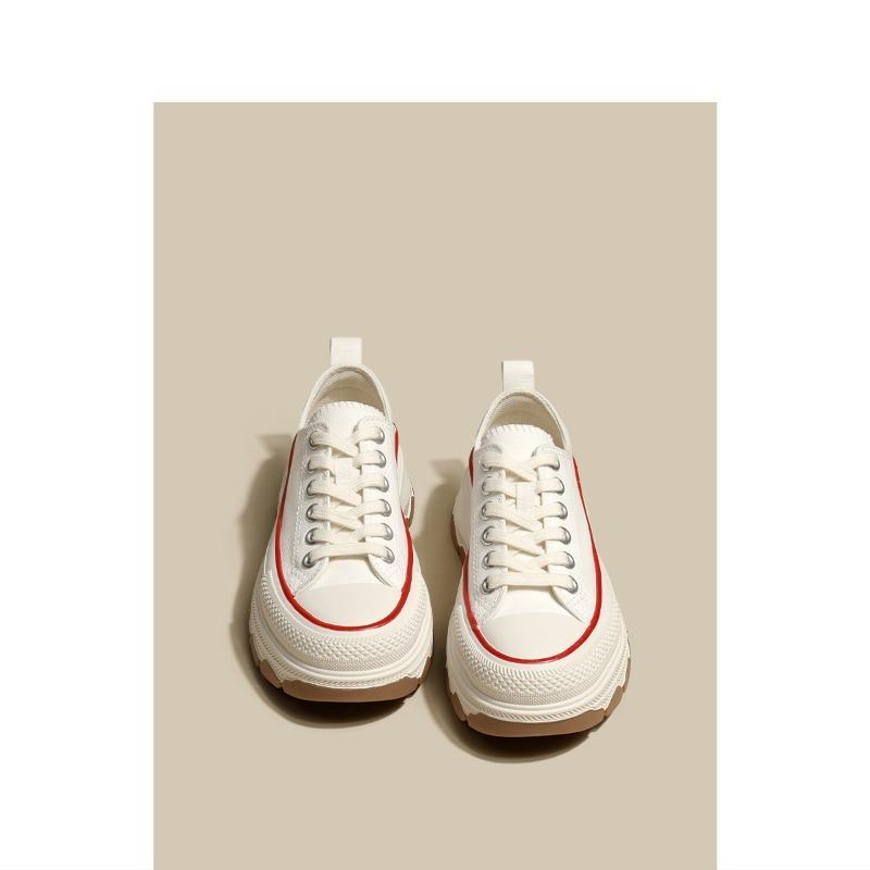 Tide canvas shoes thick sole wavy bottom low top heightening big head versatile casual sports shoes little white shoes women