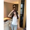 Front Shoulder V-neck Short-sleeved T-shirt Women's Summer New Korean Pure Desire Bottoming Slim and Thin Women's White Top