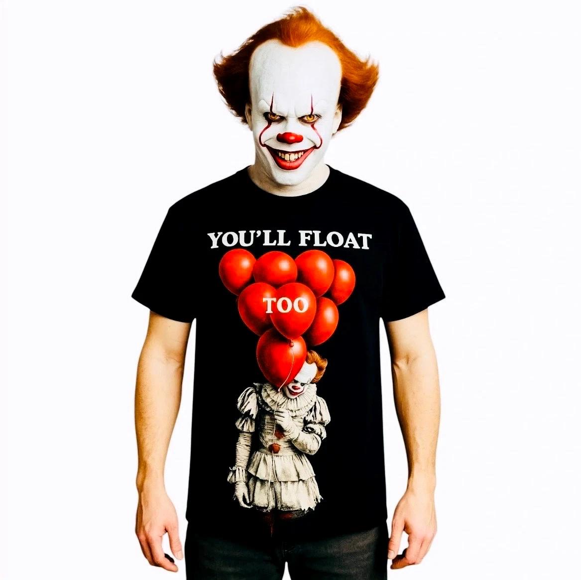 IT Pennywise You’ll Float Too T-Shirt Men’s XL Black Horror Movie Tee M