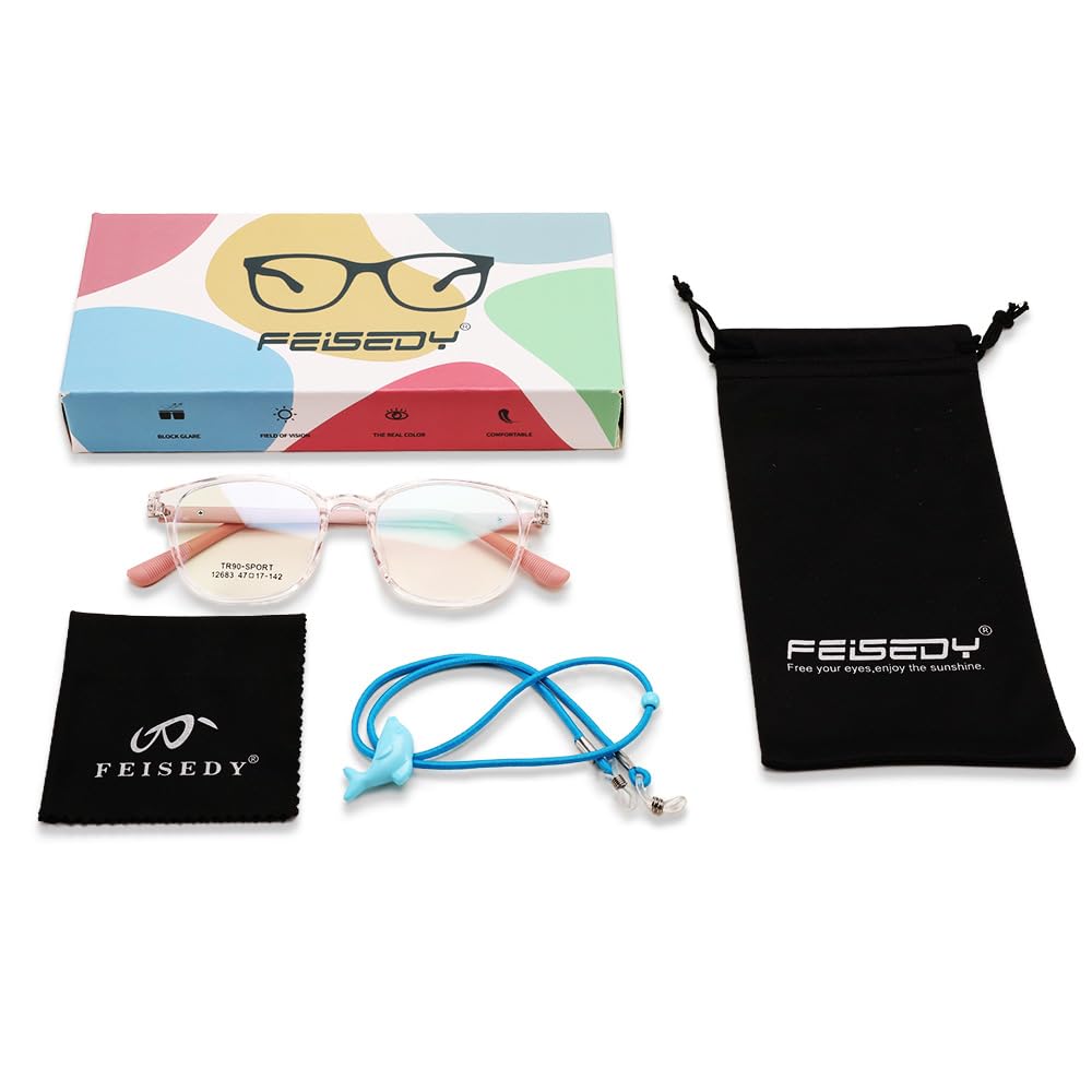 Fashion Frame No Ultra TR90 Kids For Children B1253 [FEISEDY] Kids' Glasses, Only, Prescription, Lightweight, Unbreakable, Safe, Frame, Stylish,