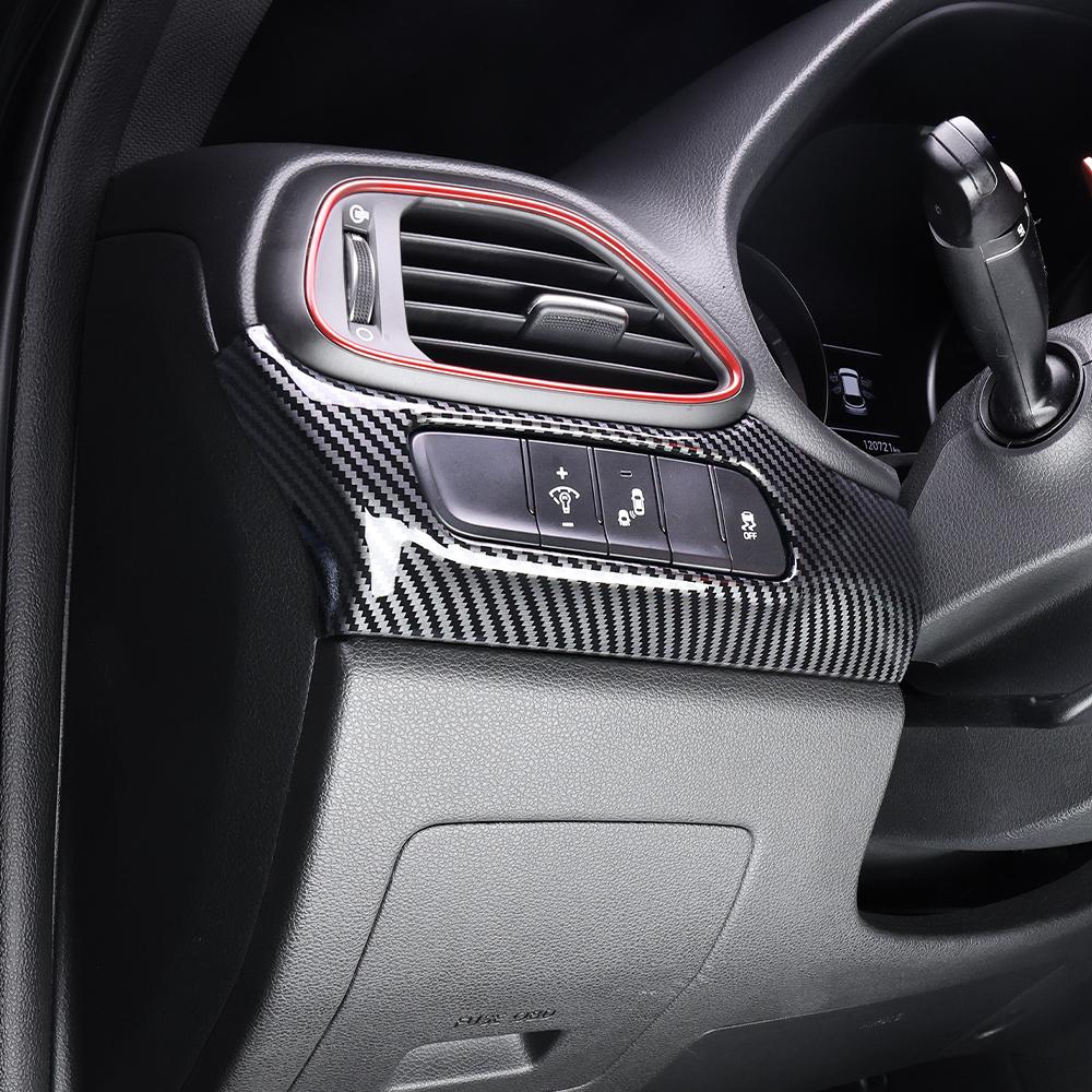 For Hyundai I30/I30 N 2017-2026 Car Tuning Carbon Fiber Headlight Head Lamp Adjustment Switch Button Cover Trim Accessories LHD