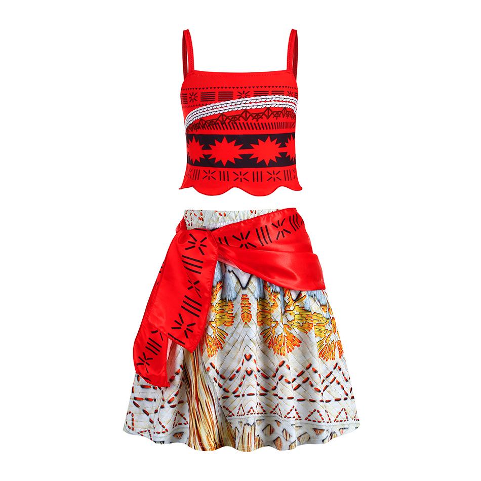 Kids' Moana Cosplay Two-Piece Set: Skirt & Grass Skirt Costume