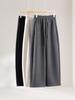 Women's Thickened Flocked Wide-Leg Wool Pants – Slimming, Flaw-Hiding, Elastic Waist, Drawstring, Casual Autumn/Winter Trousers