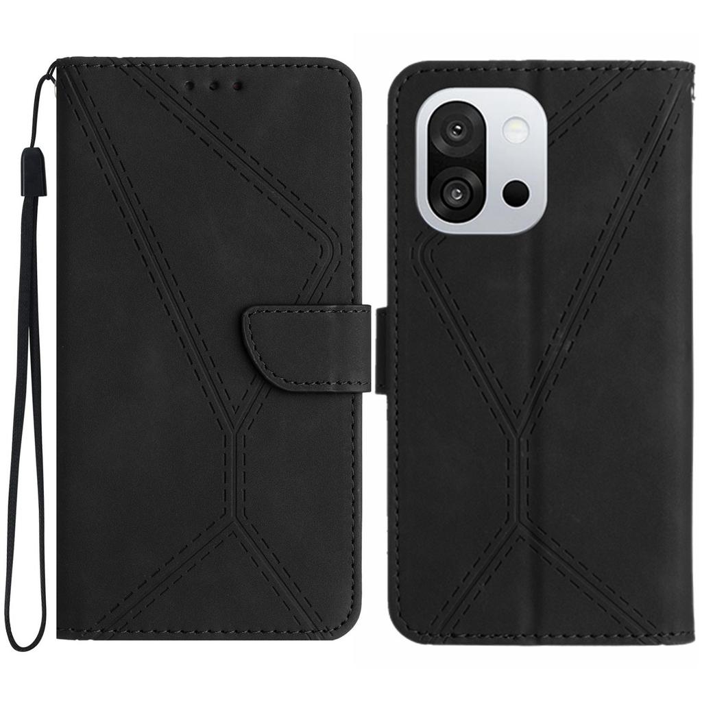 For OnePlus 13T 5G Case Skin Touch Lines Imprinted PU Leather Flip Phone Cover