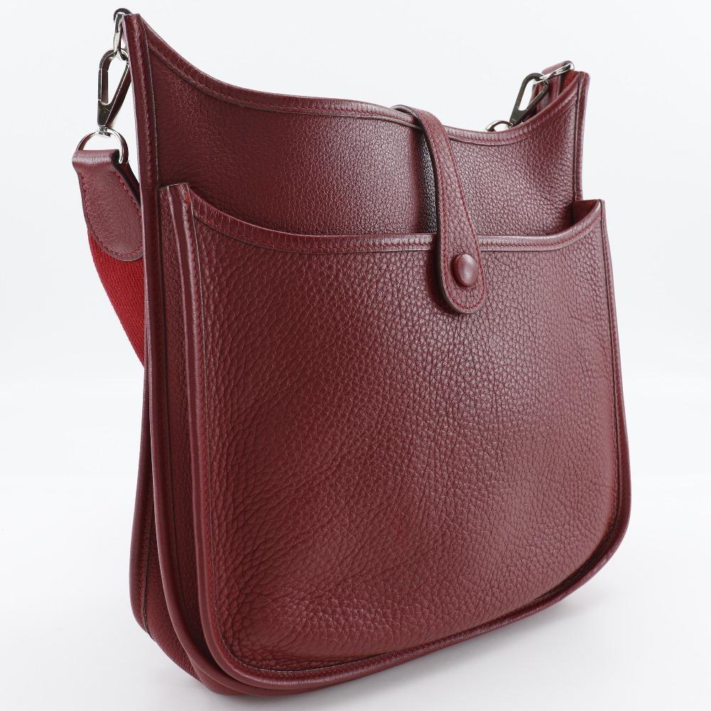 Hermes Evelyn 2 PM Schultertasche Rot/Silberne Hardware Taurillon Clemence Damen Gebraucht