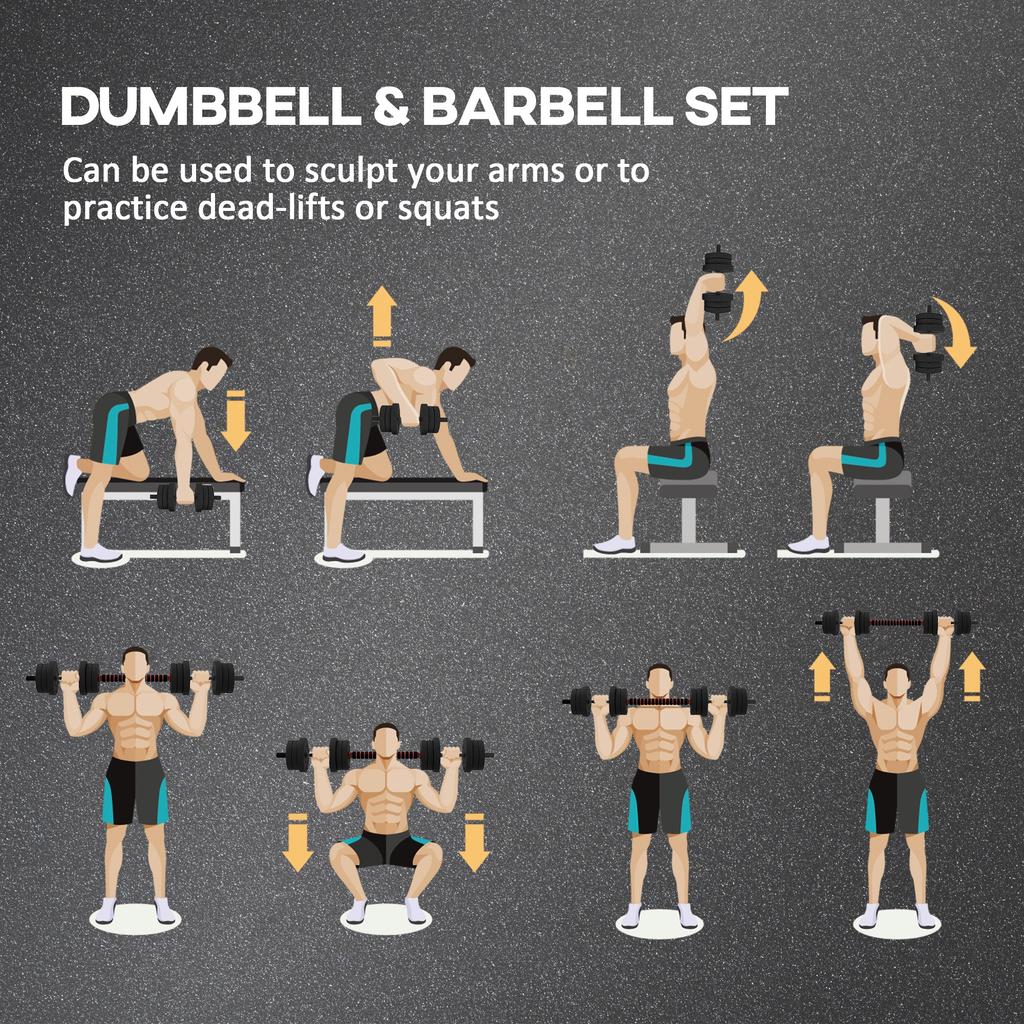 20kg 2 In 1 Adjustable Dumbbells Weight Set Dumbbell Hand Weight Barbell For Body Fitness Lifting Training For Home Office Gym Black