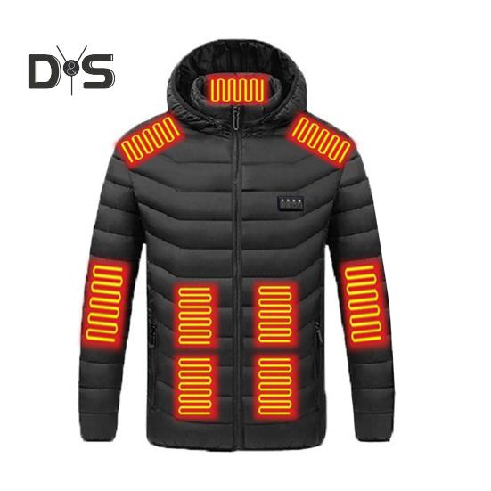 

Утепленное хлопковое пальто с капюшоном, длинным рукавом, застежкой-молнией, куртка с 19 зонами защиты от горячих точек, ручная стирка, питание от USB, верхняя одежда S чёрный