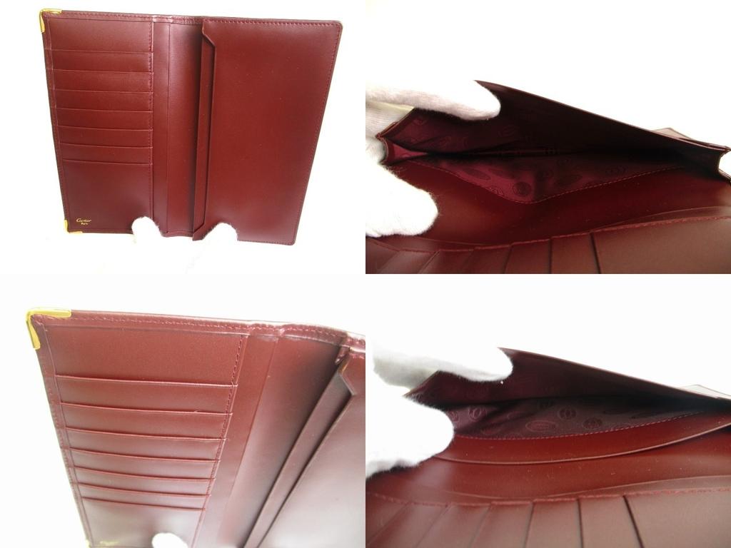 Authentic Cartier Must de Cartier Bordeaux Leather Flap Bill Wallet #a773  Refurbished