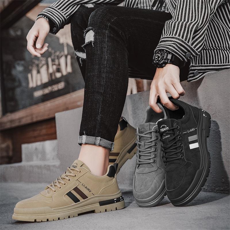 Men's Lightweight and Breathable Running Shoes,New Flat Bottomed Workwear Short Boots Multi-purpose Sports Shoes for Teenagers