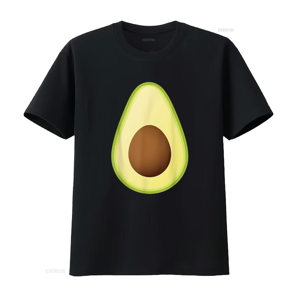 Damen Avocado Kostüm T-Shirt Frucht Halloween Schwarz 2XL vintage Gewaschen Leicht Unisex Lässig Atmungsaktiv Dehnbar streetwear
