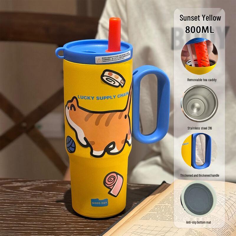 Qiwei 316 Stainless Steel Insulated Straw Tumbler with Tea Infuser