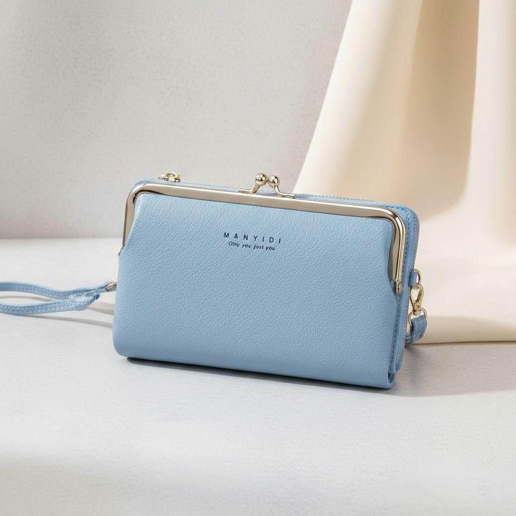 

Women Crossbody Bag PU Leather Double Layer Handbags for Women Casual Shoulder Bag Purse Travel Everyday Use Ladies Clutch синий