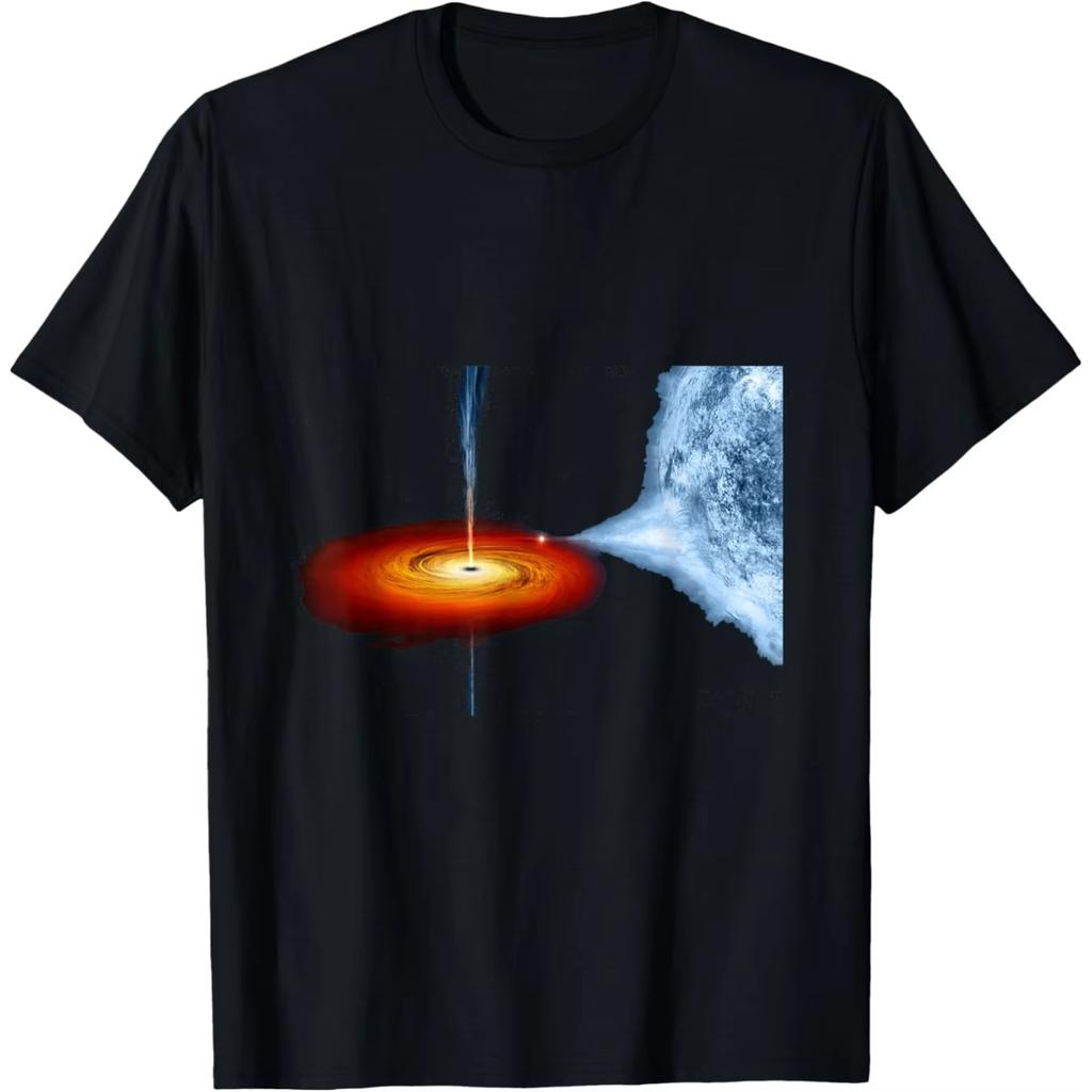 Funny Black Hole Physics Astronaut T Shirts Men Cotton Humor Science Space Universe Star Tee Short Sleeve Unisex Loose Clothing
