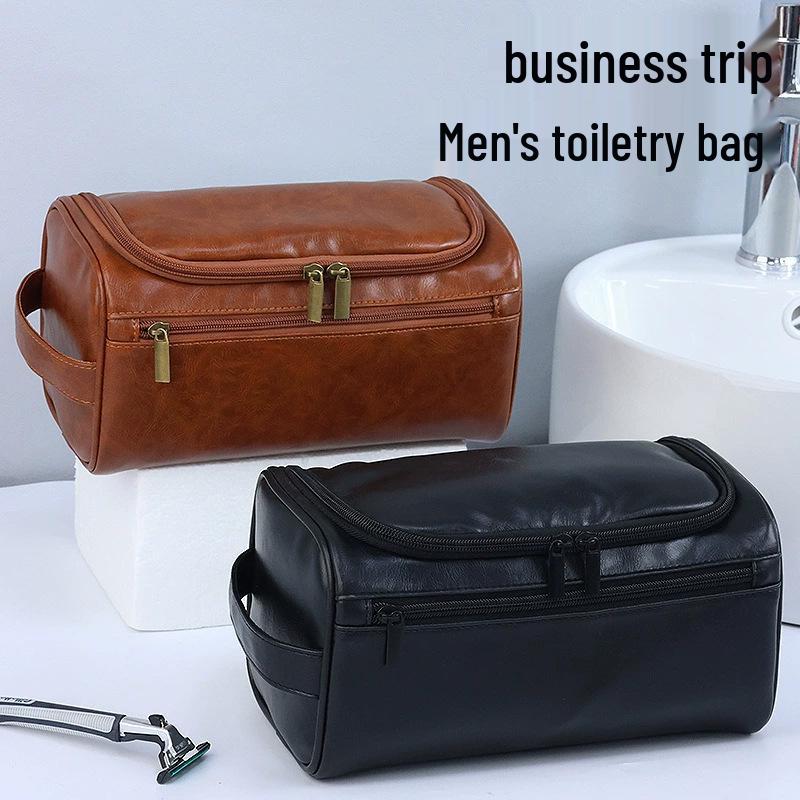 Men's Large Capacity PU Waterproof Toiletry Bag for Business & Travel