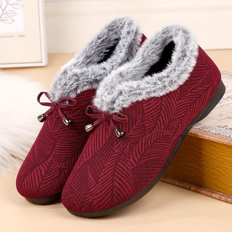 

Зимние новые для среднего и пожилого возраста утепленные сноубутсы, мамины хлопковые туфли, бархатные женские хлопковые туфли на мягкой подошве с бантом 40 красный