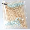 Food-safe Disposable Picks 100PCS Fruit Tags, Pearl Decor Bamboo Sticks, Sharp Tip Tags Luxury Style Skewers, for Cocktails Dessert Cakes Afternoon