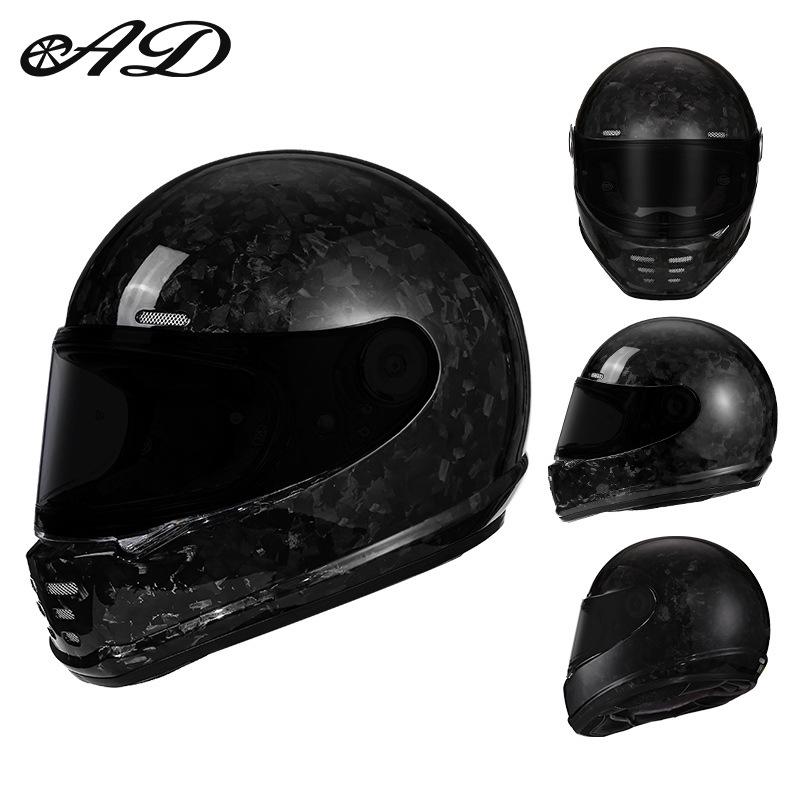 Retro Carbon Fiber Full Face Helmet for Kids - Motorcycle, Cruiser, Scooter