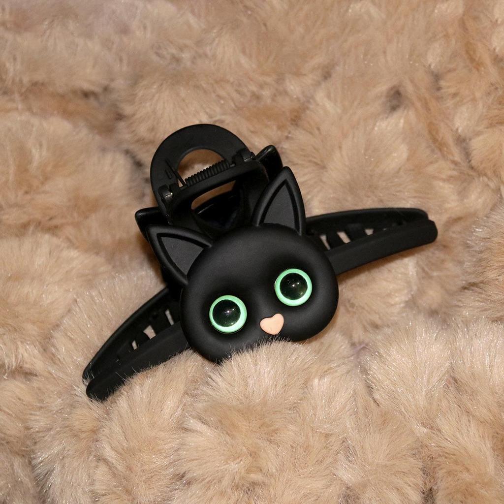 "3D černá spona do vlasů Cat Head – vlásenka a vlasové doplňky ve stylu žraloka"