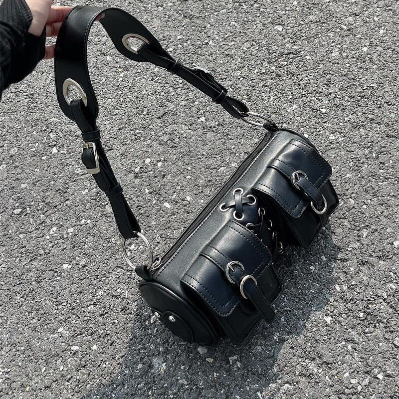 Original retro YK women's underarm bag texture crossbody baguette bag strap underarm bag tide cylinder bag