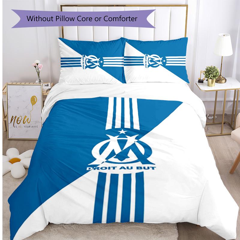 Olympique Lyonnais FC Printed 3PCS Bedding Set Breathable Duvet Cover with Pillowcases Decorative Bed Linen for Bedroom Home