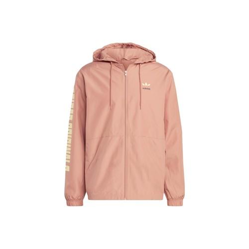 adidas Letter Logo Print Long-Sleeve Hoodie Jacket for Men, Khaki M