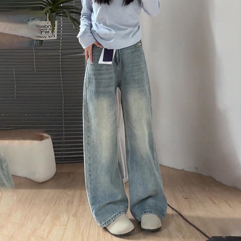 

Women s Light Color High Waist Wide Leg Jeans - Plus Size, Slimming, Straight Fit for Pear-Shaped Bodies, Autumn Collection 4XL
