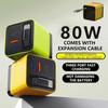 Ladegerät, Erweiterbares 80W Max Schnelllademodul mit Typ-C-Kabel und 2 USB-Anschlüssen, Einziehbares Handy-Ladegerät Wandstecker