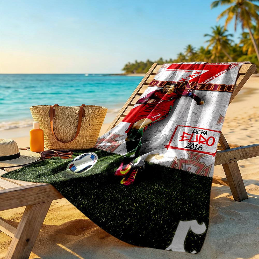 Cristiano Ronaldo Customized Name Beach Towel High Absorbency & Quick-Dry Ideal for Travel Outdoor Swim Pool Yoga Surf Camping Hiking Gym Gift Holiday