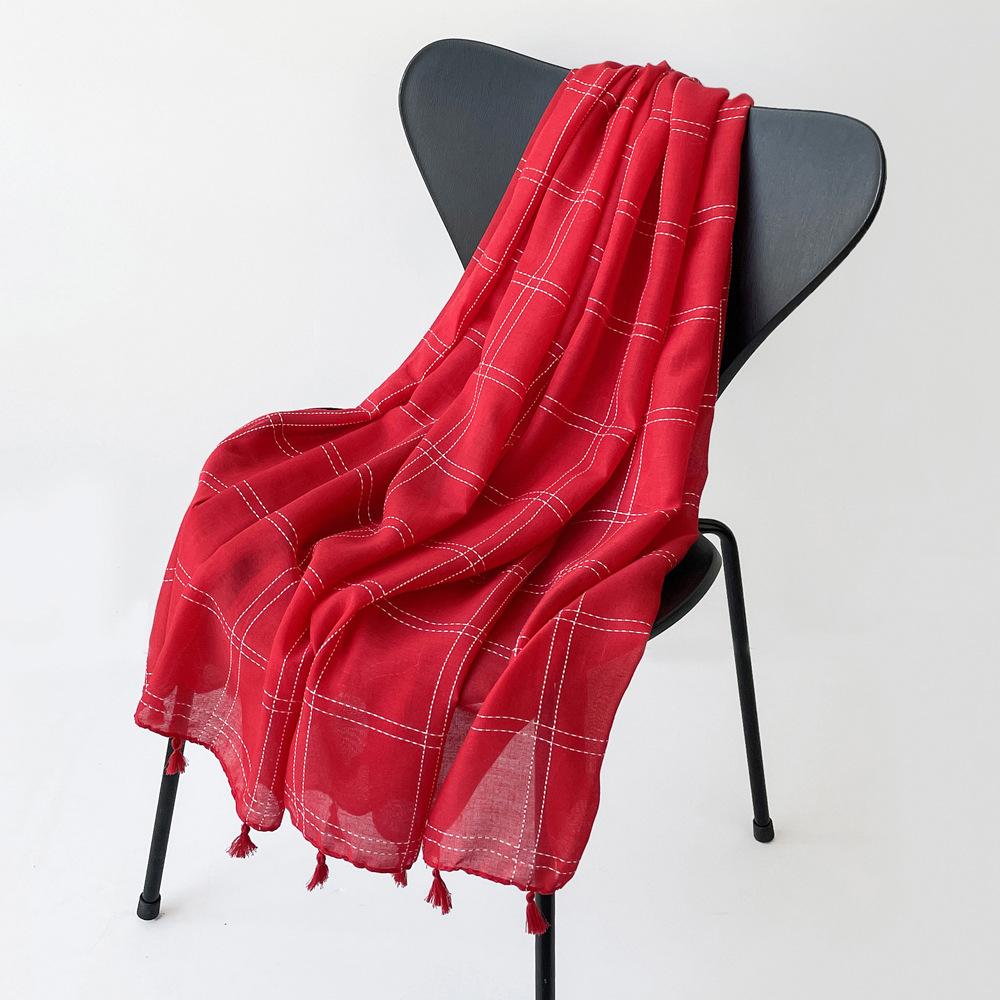 200 * 80cm Summer Women'S New Medium To Long Scarf Shawl Breathable Sunscreen Fashionable Versatile Premium Silk Scarf