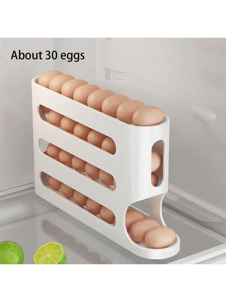 Automatic Scrolling Egg Holder Holds 30 Refrigerator Egg Storage Box Kitchen Roll Off Egg Storage Rack Organizer
