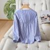 Crew Neck Top Women's New Korean Version Fashion Loose and Thin Fungus Edge Pure Cotton Shirt