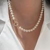 Interlocking Highlight Shell Pearl Necklace High Sense Retro Personality Simple Versatile Temperament Neck Chain Clavicle Chain