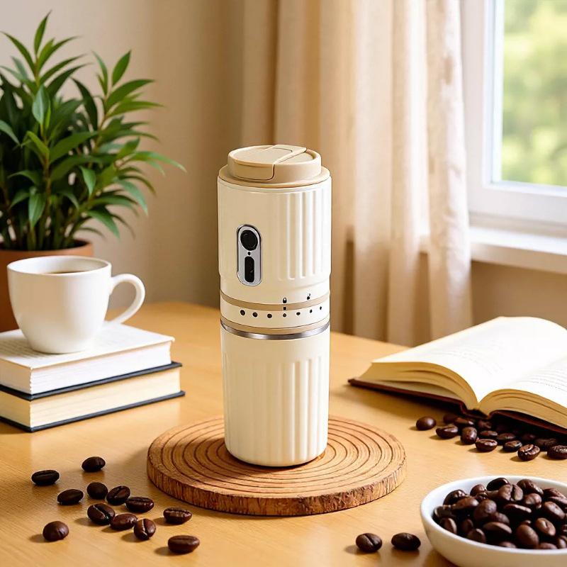 Portable Mini Coffee Maker with Integrated Grinder - Perfect for Travel & Home Pour-over Coffee