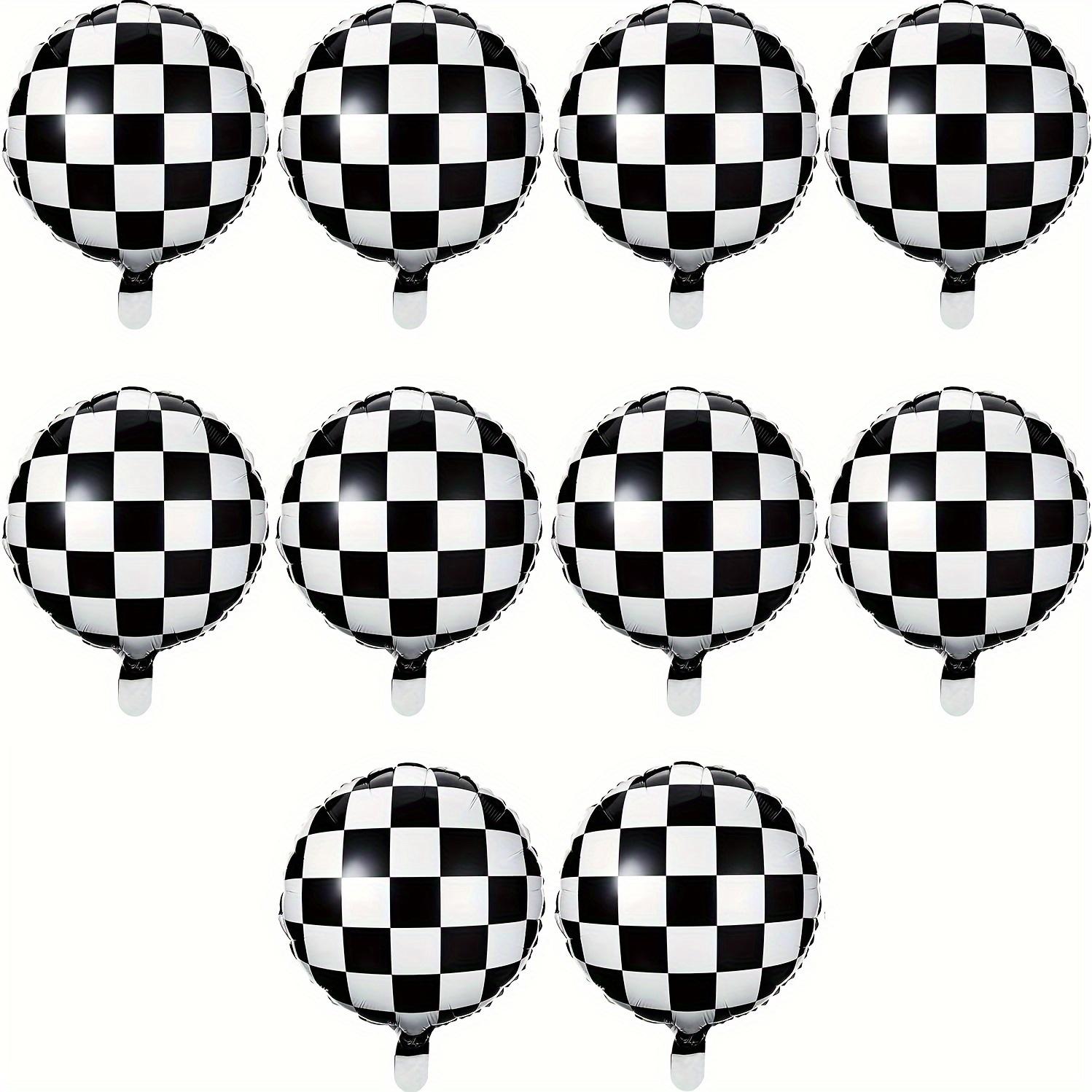 

Набор из 6 штук 18-дюймовых черных и белых клетчатых алюминиевых пленочных шаров, для гонок, украшения вечеринок, свадеб, дней рождения, рождественских украшений