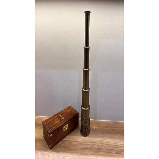 Handmade 50.8 cm Brass Marine Telescope Spyglass with Wooden Box Nautical Gift Decor