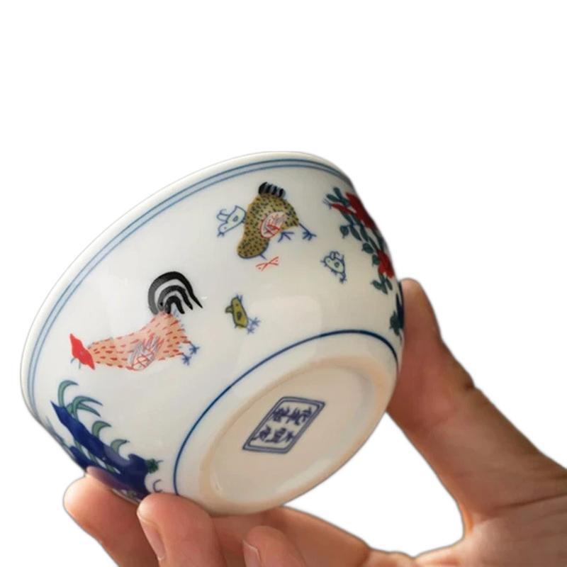 280 Million Daming Chenghua Doucai Chicken Pot Cup Dehua Pure Handmade Antique Reproduction Kung Fu Tea Set Teacup Chicken Gong Cup