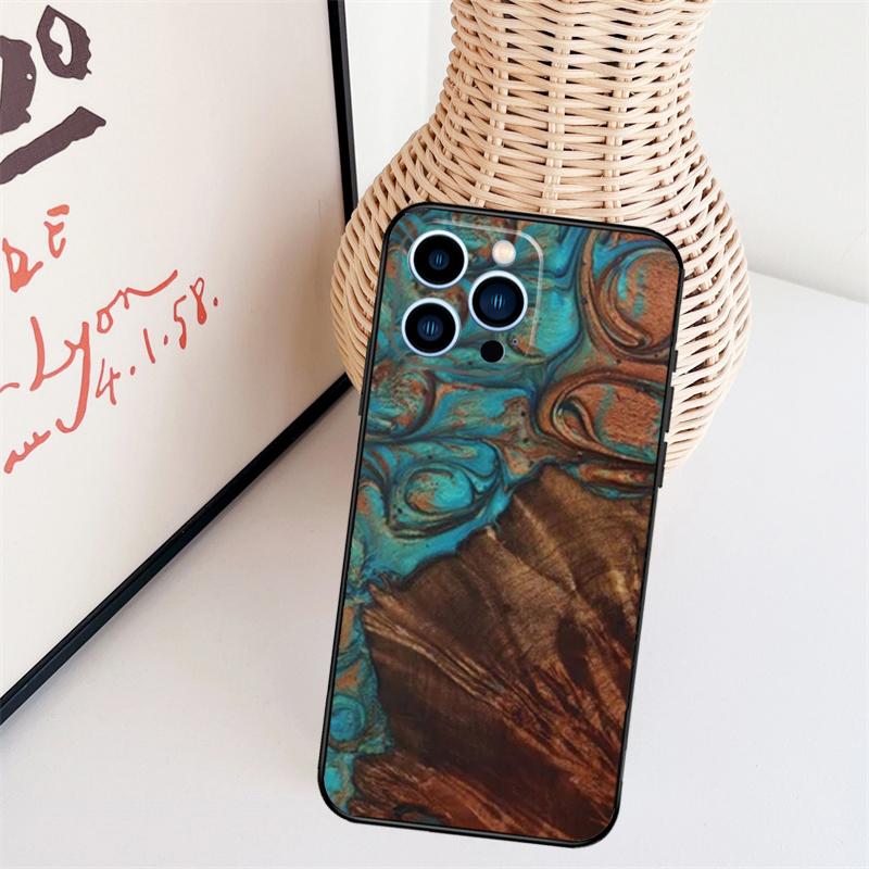 Wood Resin Traveler Protective Phone Case For iPhone 16 Pro Max 15 14 13 11 12 17 Pro Max Mini 15 16 Plus 16e 17 Air Cover
