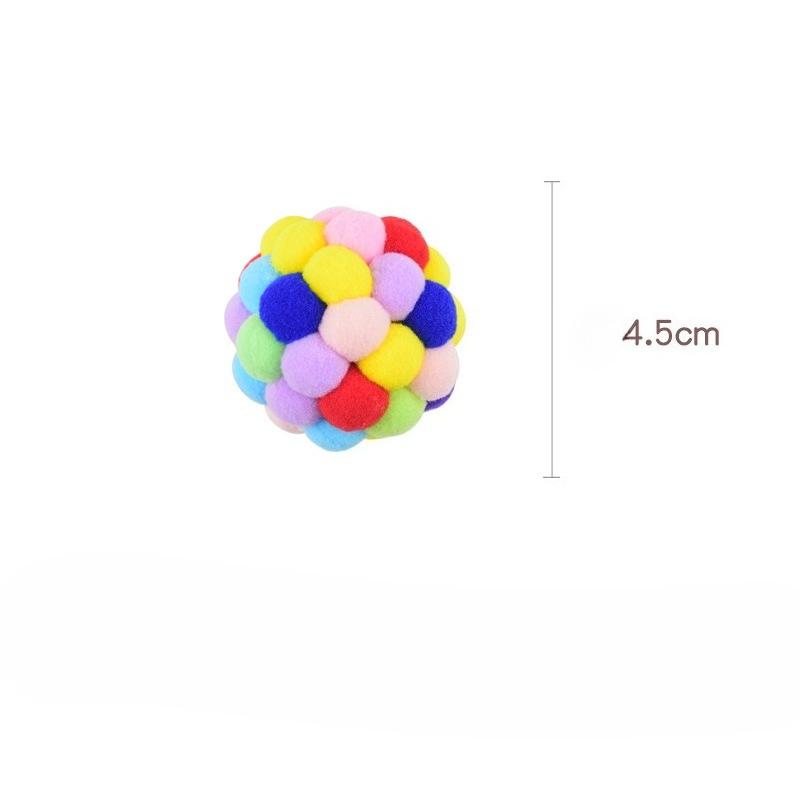 Colorful Plush Bell Ball Cat Toy - Fun and Scratchable Plush Balls for Solo Play with Cats.