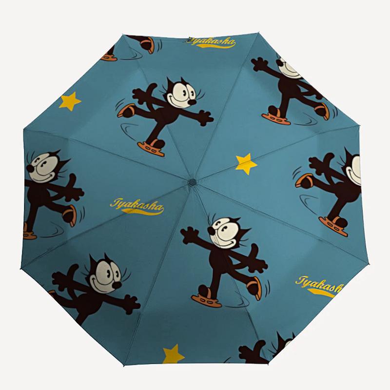 

1pc Feli Cat Automatic Open/Close Folding Umbrella, Windproof 8-Rib Construction, Lightweight Travel Umbrella for Women/Men a0903217