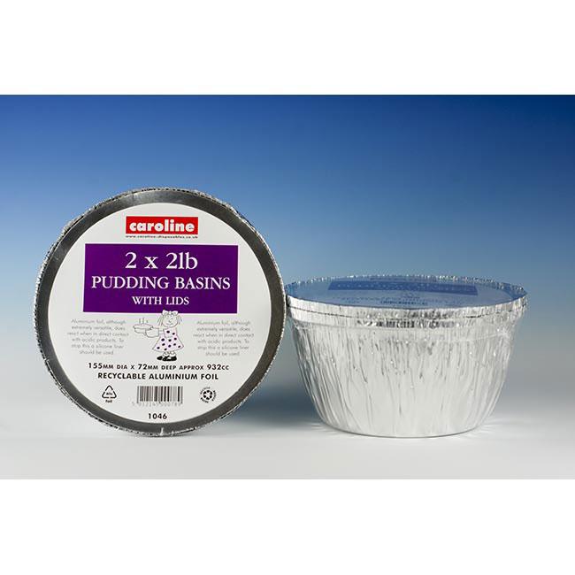Caroline Aluminiumsfolie Puddingformer med Lokk 932ml / 2lb / 155 x 72mm 2pk 1046