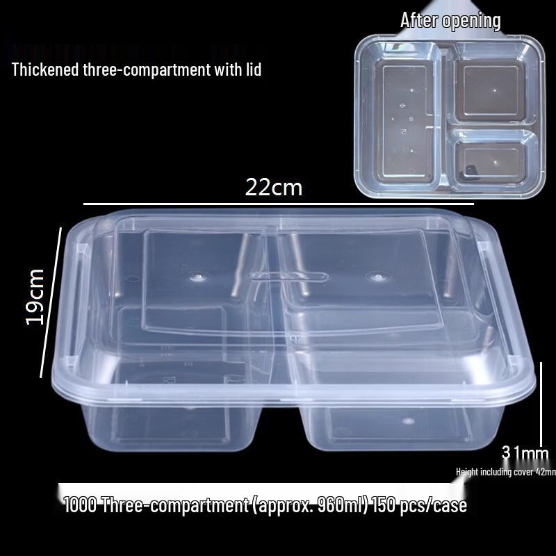 Lantuan Disposable Round 6-Compartment Meal Prep Containers with Lids (100 Sets)