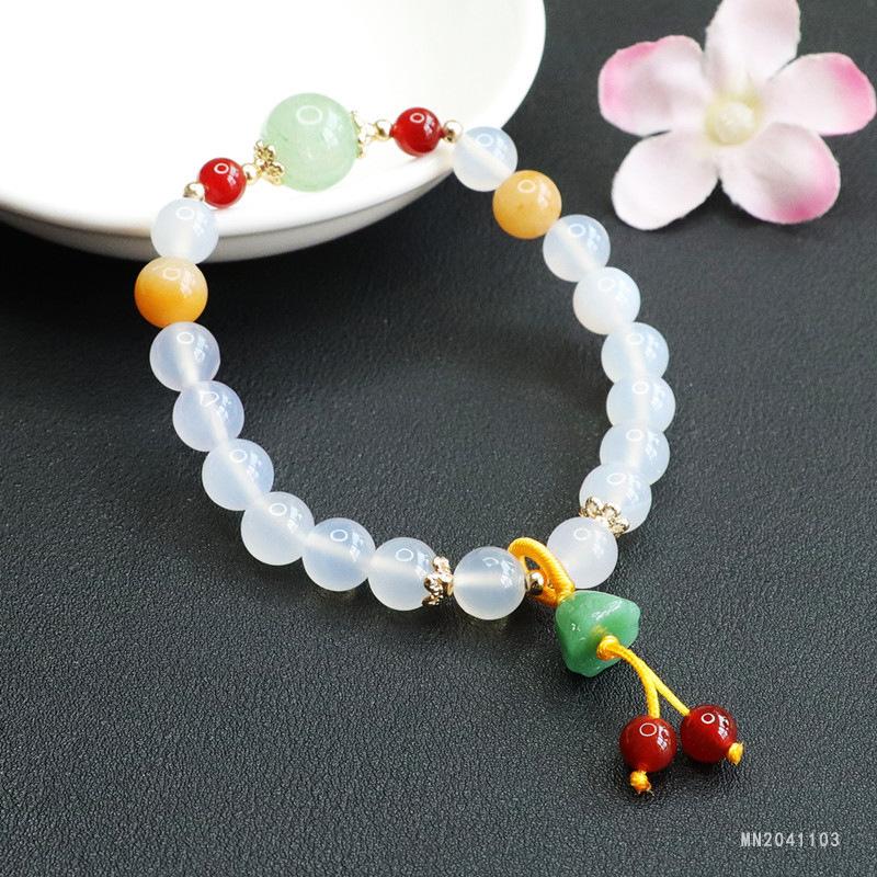 2026 White Chalcedony Bracelet Agate Lotus Seedpod Tassel Jewelry Factory Live Delivery S2041103