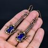 Blue Sapphire Earrings, Handmade Gemstone Earrings, 999 Copper Wire Wrapped Earrings Antique Jewelry, For Engagement Gift